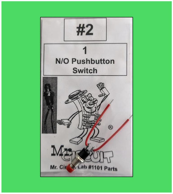 1101-PB02 Bag#2 for Mr Circuit Lab 1 ** One (1) Normally Open Pushbutton switch with solid leads