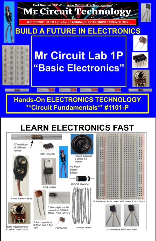 Mr Circuit Lab 1P - (Same as Mr Circuit Lab 1 but with online printable lessons instead of printed manual . Packaged in a 9x12 resealable 4 mil plastic bag (#1101-P)