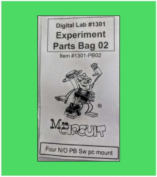 1301-PB02 Bag#2 for Mr Circuit Lab 3 ** Four (4) N/O Pushbutton Switches (PC mount)