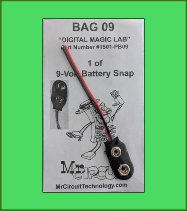 1501-PB09 - Bag #09 - One of 9-Volt Battery Snap with solid leads For LAB 5