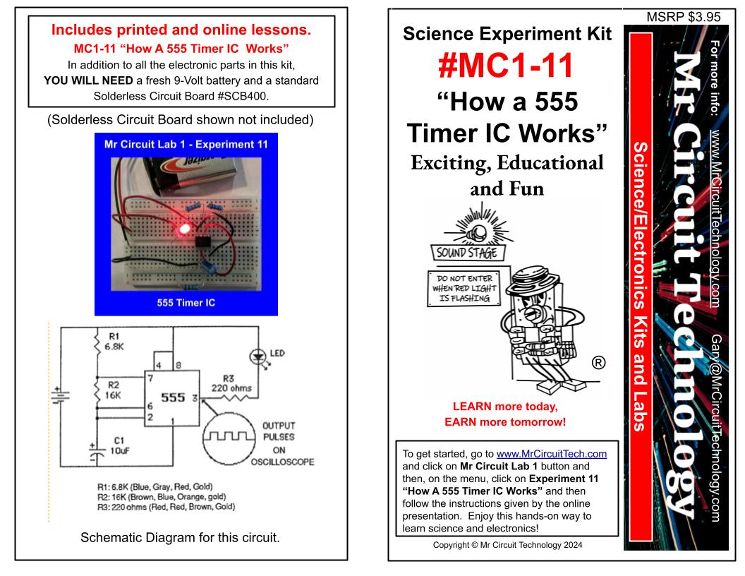 <center>MC1-11 * * Mr Circuit Science * * Experiment Kit<br> 