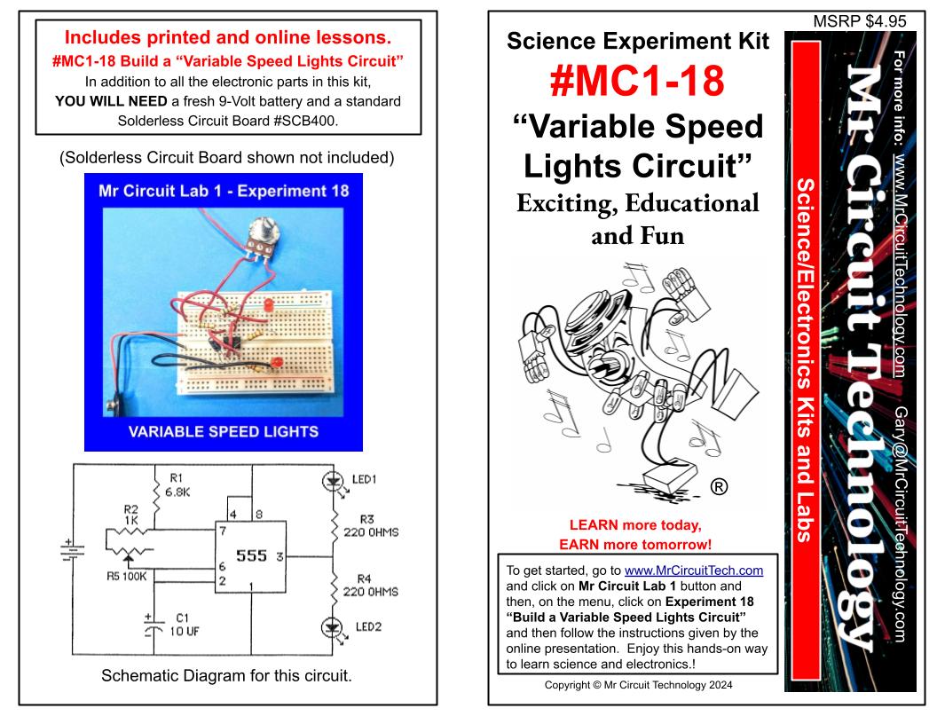 <center>MC1-18 * * Mr Circuit Science * * Experiment Kit<br> 