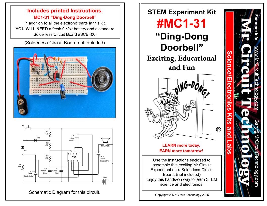 MC1-31 Mr Circuit Science Experiment Kit "Ding Dong Doorbell Circuit"
