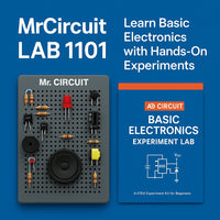 Mr Circuit Lab 1 (#1101-LAB) World's Most Popular CTE Basic Electronics Hands-On Learning Lab  - 1000's Sold!  -  Made in the USA for STEM students and future Robotics, Engineering, and Drone Technicians. Comes in white box 12x9x2.5 inches.