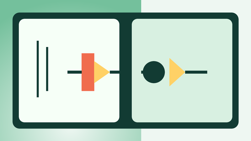 Beginner electronics graphic showing polarity with battery plus and minus terminals and correct LED orientation
