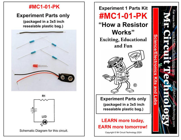 Mr Circuit 1 EXPERIMENT PARTS KITS for LESSON PLANS (To order, pick which kits and quantity from drop-down)