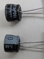 Electrolytic Capacitor — 100uF 6.3V 5.1x6.3mm 85°C - Qty of 1 ea