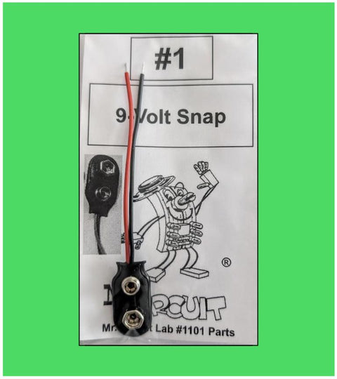 1101-PB01 Bag#1 for Mr Circuit Lab 1 ** One (1) Battery Snap with solid leads to plug into solderless circuit board