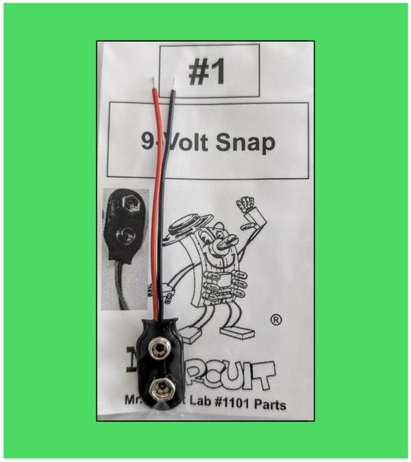 1101-PB01 Bag#1 for Mr Circuit Lab 1 ** One (1) Battery Snap with solid leads to plug into solderless circuit board