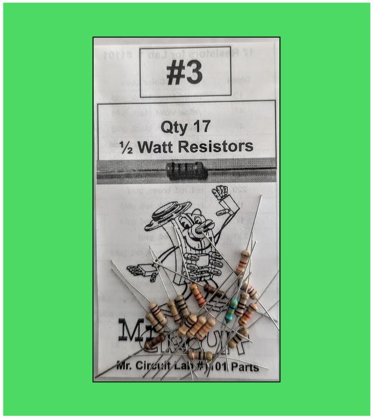 1101-PB03 Bag#3 for Mr Circuit Lab 1 ** Seventeen (17) Resistors for experiments