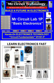 Mr Circuit Lab 1P  - (Same as Mr Circuit Lab 1 but with online printable lessons instead of printed manual .  Packaged in a 9x12 resealable 4 mil plastic bag  (#1101-P)
