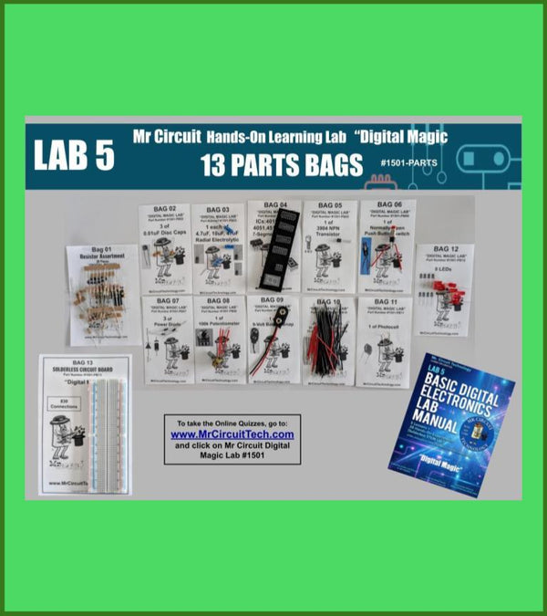 1501-PARTS - Complete set of Experiment Parts for Mr. Circuit Lab 5 "Digital Magic"