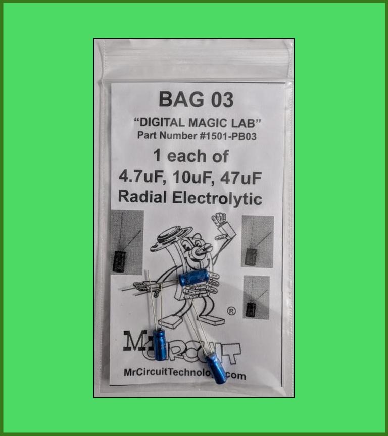 1501-PB03 - Bag #03 - Three Radial electrolytic capacitors  For LAB 5