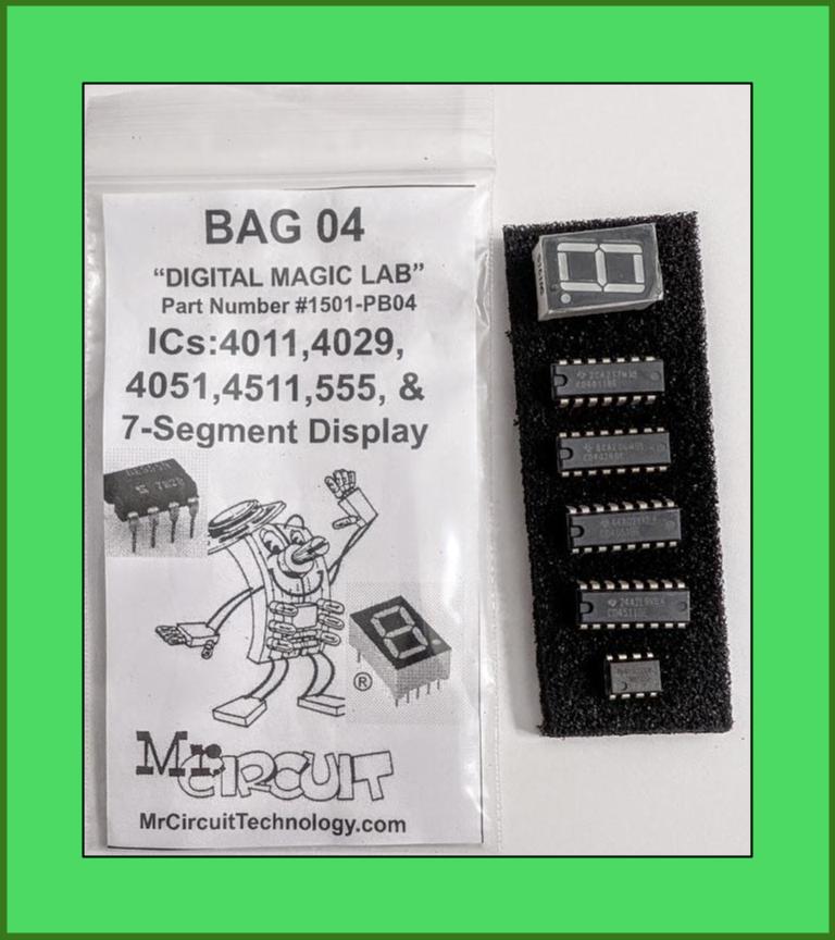 1501-PB04 - Bag #04 - Five Integrated Circuits and one 7-Segment Display For LAB 5