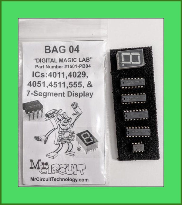 1501-PB04 - Bag #04 - Five Integrated Circuits and one 7-Segment Display For LAB 5