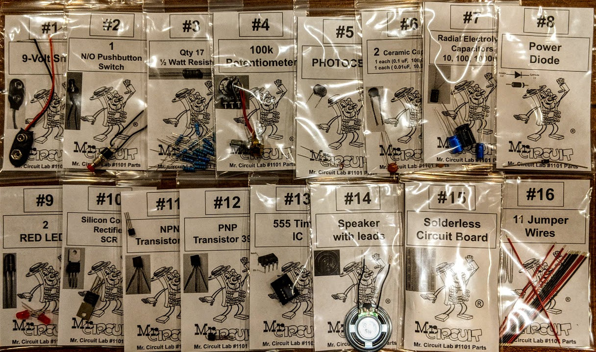 <b>Mr Circuit Lab</b> (#1101-LAB) Basic Electronics STEM Lab for Grades 7-12 - Low-Cost Lab for future Robotics Engineers and Technicians & HAM Radio. <br> Only $39 each.