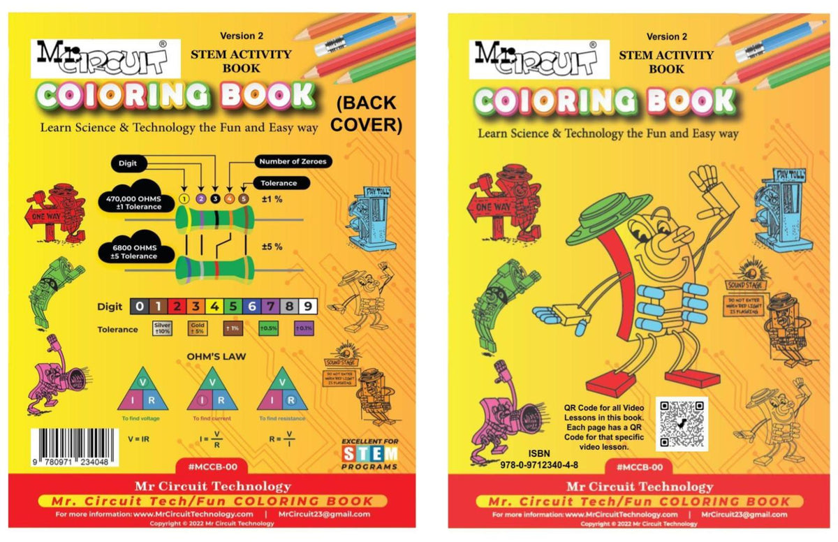 MCCB-MAN- Mr Circuit Basic Electronics Coloring Book for Elementary School and Montessori Students 8.5x11 pages