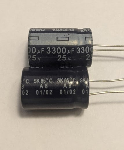Electrolytic Capacitor — 3300uF 25V 16x25mm 85°C - QTY 1 ea