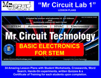 1101-LP Mr Circuit Lab 1 - 34 Amazing Lesson Plans to teach Basic Electronics for STEM - (460 printable pages)