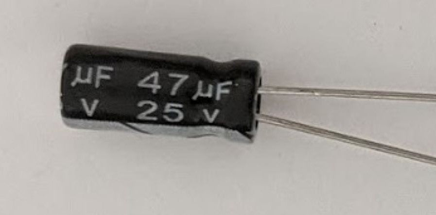 Electrolytic Capacitor — 47 uF 25V 5x11mm - Qty of 1