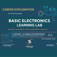 Mr Circuit Lab 1 (#1101-LAB) World's Most Popular CTE Basic Electronics Hands-On Learning Lab  - 1000's Sold!  -  Made in the USA for STEM students and future Robotics, Engineering, and Drone Technicians. Comes in white box 12x9x2.5 inches.