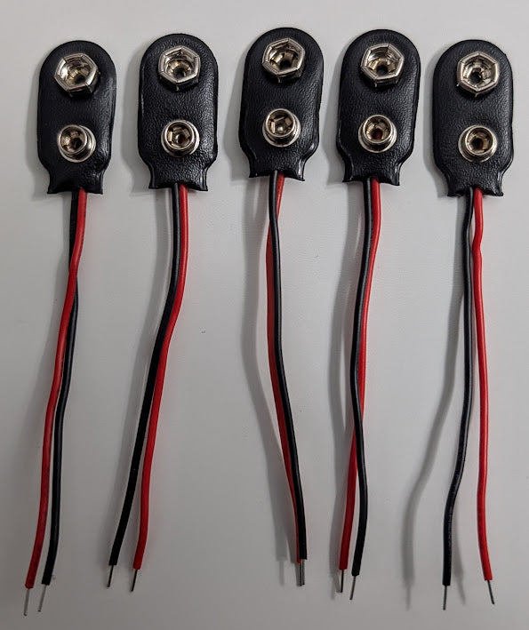 1101-BP24 Bag#24 for Mr Circuit Lab 1 ** 9V Battery Snaps solid 4" leads - (Qty of 5)