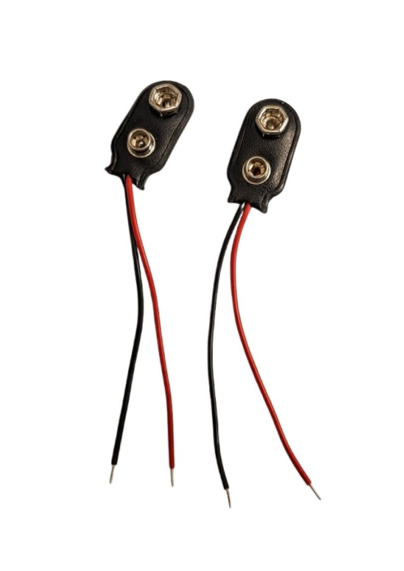 9-Volt BATTERY SNAPS 3-inch solid leads for Solderless Circuit Board - Pack of 2