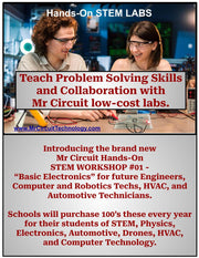 Mr Circuit MC1-WS-01 - WORKSHOP #01 Basic Electronics "Concepts and Components"  This is a fantastic way to introduce electronics technology to your students, easy to use, and exciting.