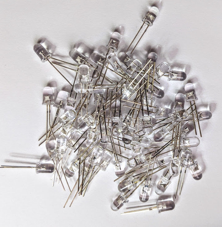 CLEAR LEDs T 1 3/4 diffused Order in Packs of 2, 5, 10, 20, 50, or 100