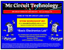Load image into Gallery viewer, &lt;center&gt;Mr Circuit MC1-WS-01 - WORKSHOP #01&lt;br&gt; Basic Electronics &quot;Concepts and Components&quot; &lt;br&gt;&lt;font color = red&gt; This is a fantastic way to introduce electronics technology to your students, easy to use, and exciting. &lt;/font color&gt;&lt;/center&gt;

