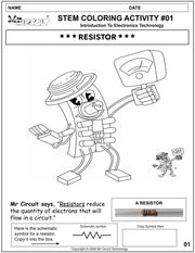 MCCB-MAN-  Mr Circuit Basic Electronics Coloring Book for Elementary School and Montessori Students  8.5x11 pages