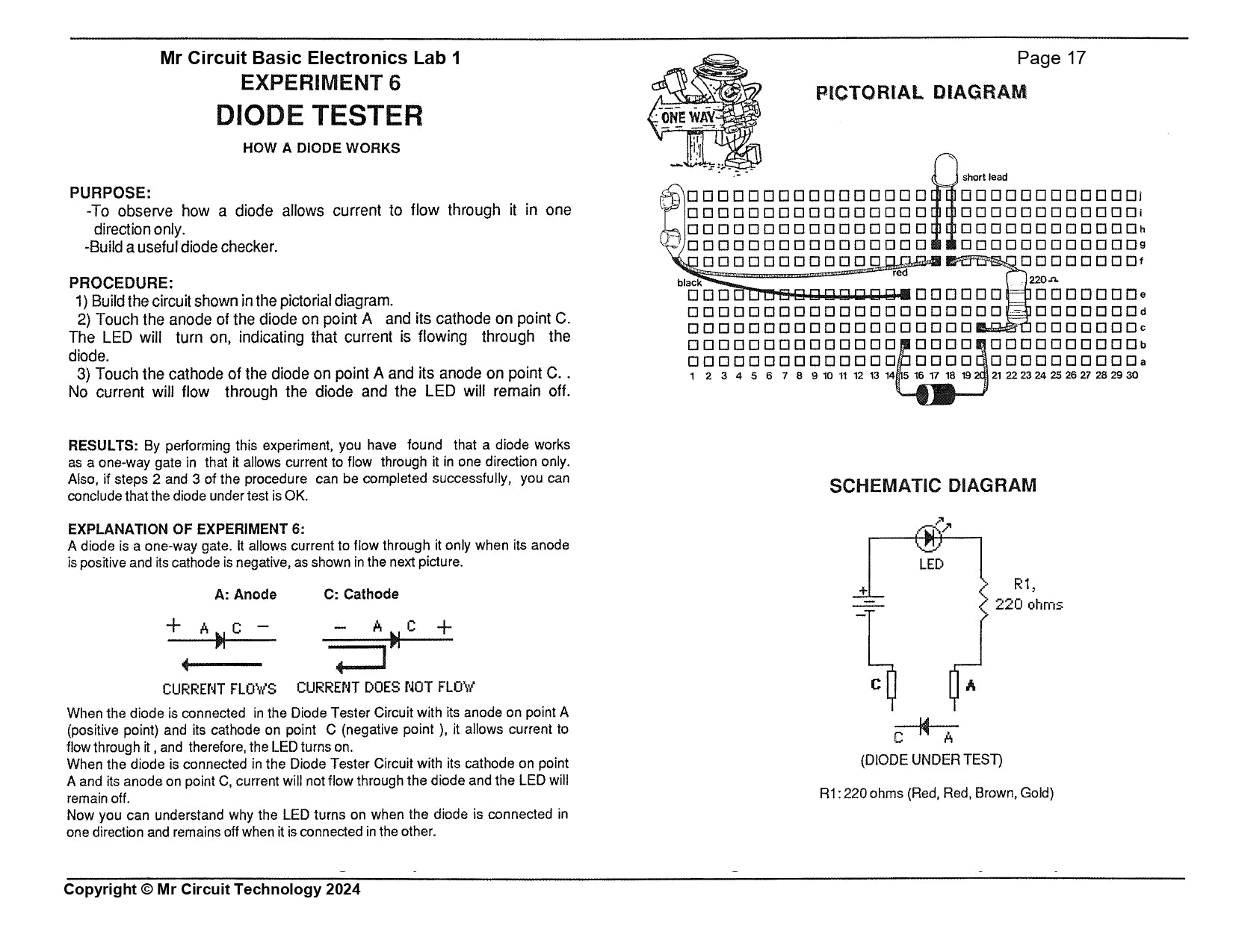 MC1-06 * * Mr Circuit Science * * Experiment Kit "How a Diode Works"  This low-cost science/electronics experiment is convenient, easy to use, and exciting.