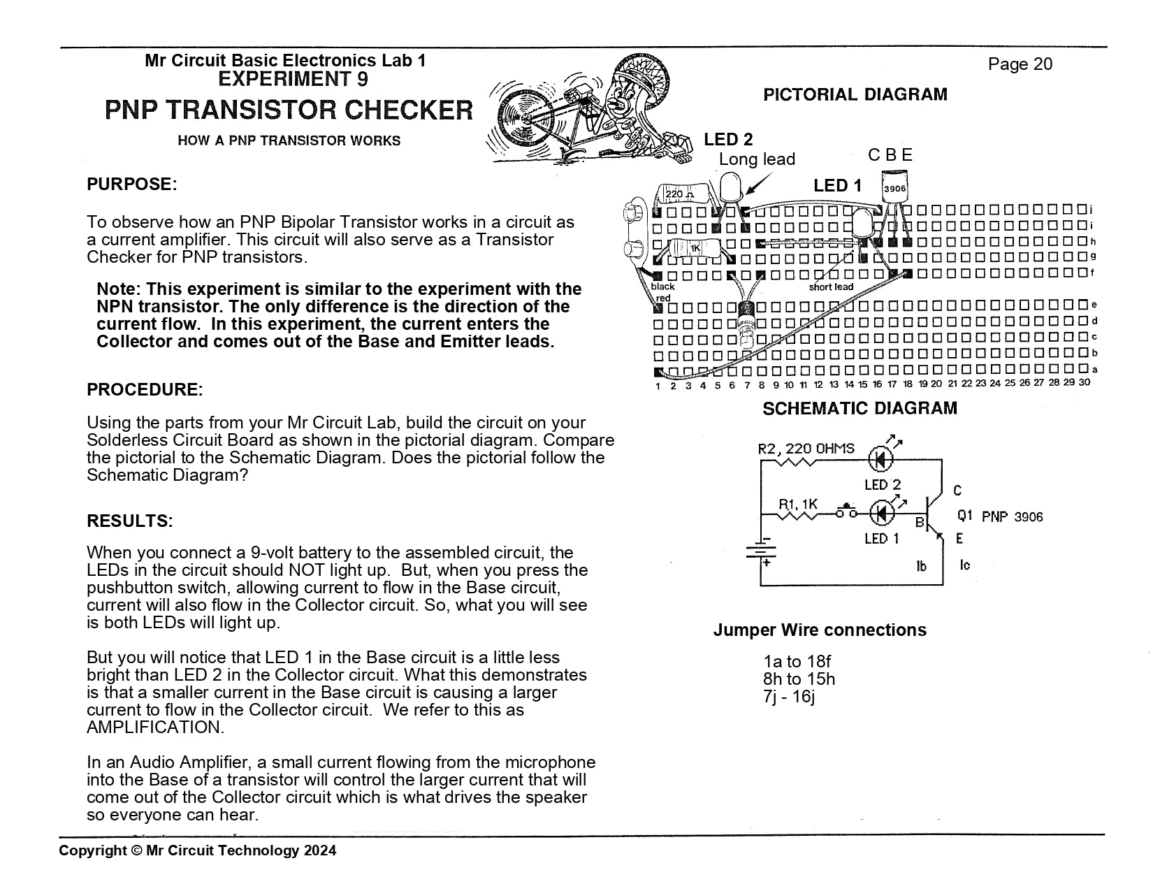 MC1-09 * * Mr Circuit Science * * Experiment Kit "How a PNP Transistor Works"  This low-cost science/electronics experiment is convenient, easy to use, and exciting.