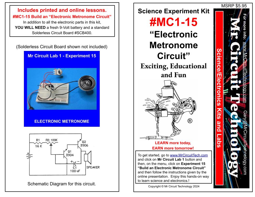 MC1-SET * * Mr Circuit Science * * Complete Set of 31 different Experiment Kits for future Robotics Engineers and Technicians Set of 31 Kits  These low-cost science/electronics experiment kits are convenient and easy to use.