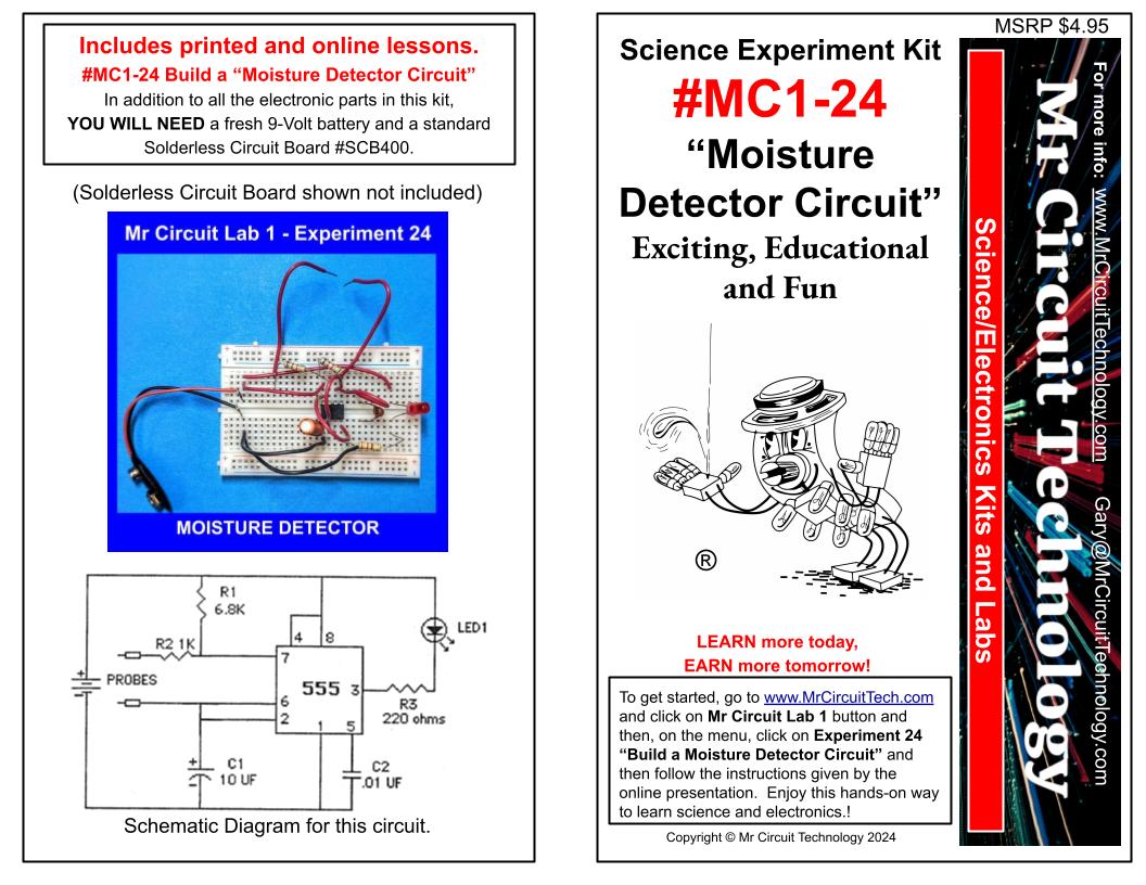 MC1-SET * * Mr Circuit Science * * Complete Set of 31 different Experiment Kits for future Robotics Engineers and Technicians Set of 31 Kits  These low-cost science/electronics experiment kits are convenient and easy to use.