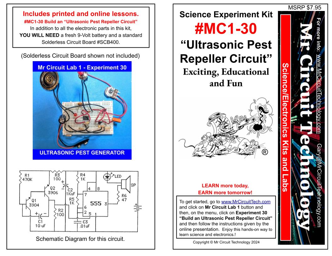 MC1-SET * * Mr Circuit Science * * Complete Set of 31 different Experiment Kits for future Robotics Engineers and Technicians Set of 31 Kits  These low-cost science/electronics experiment kits are convenient and easy to use.