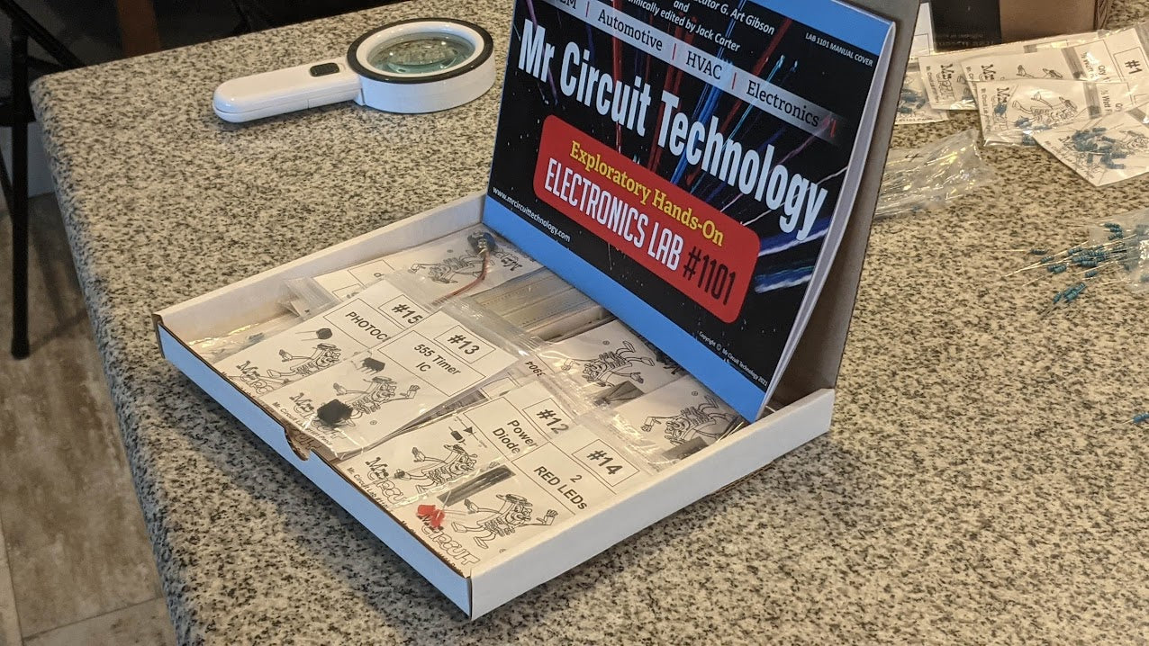 <b>Mr Circuit Lab</b> (#1101-LAB) Basic Electronics STEM Lab for Grades 7-12 - Low-Cost Lab for future Robotics Engineers and Technicians & HAM Radio. <br> Only $39 each.