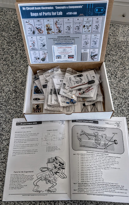 Mr Circuit Lab (#1101-LAB) The World's Most Popular Basic Electronics Hands-On Learning Lab  - 1000's Sold!  -  Made in the USA for STEM students and future Robotics, Engineering, and Drone Technicians. Comes in white box 12x9x2.5 inches.