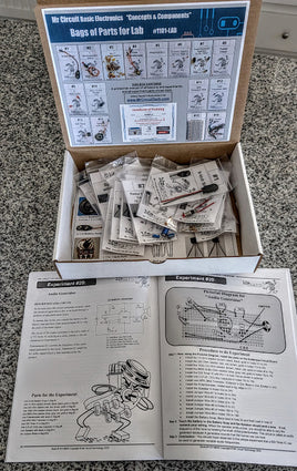 Mr Circuit Lab 1 (#1101-LAB) World's Most Popular CTE Basic Electronics Hands-On Learning Lab  - 1000's Sold!  -  Made in the USA for STEM students and future Robotics, Engineering, and Drone Technicians. Comes in white box 12x9x2.5 inches.