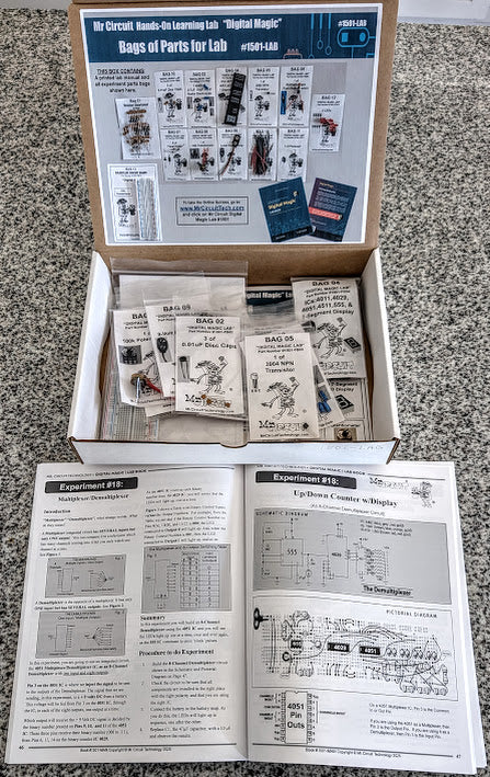 Mr Circuit Lab (#1501-LAB) Digital Electronics called "DIGITAL MAGIC"  for STEM and Future Technicians and Engineers. This is a hands-on skill-based student-directed with cloud-based multimedia.